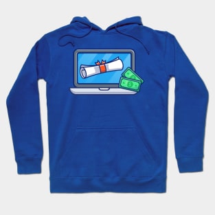 Scholarship, Laptop, Certificate And Money Cartoon Hoodie